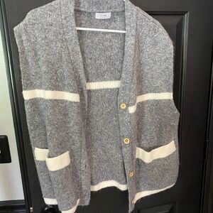 Bluivy Gray and Cream Cardigan Sweater Vest
